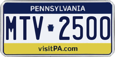 PA license plate MTV2500