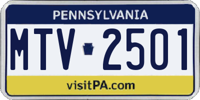 PA license plate MTV2501