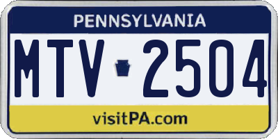 PA license plate MTV2504