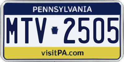 PA license plate MTV2505