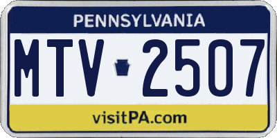 PA license plate MTV2507