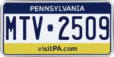 PA license plate MTV2509
