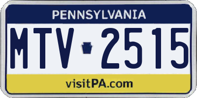 PA license plate MTV2515