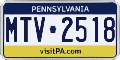 PA license plate MTV2518
