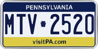 PA license plate MTV2520