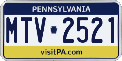 PA license plate MTV2521