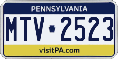 PA license plate MTV2523