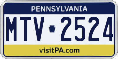 PA license plate MTV2524
