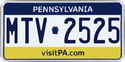PA license plate MTV2525