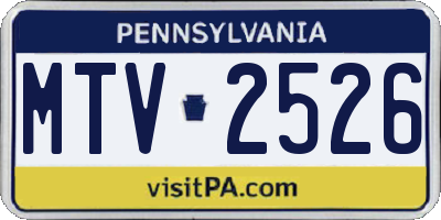 PA license plate MTV2526