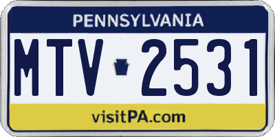 PA license plate MTV2531