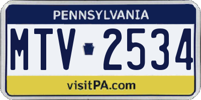 PA license plate MTV2534