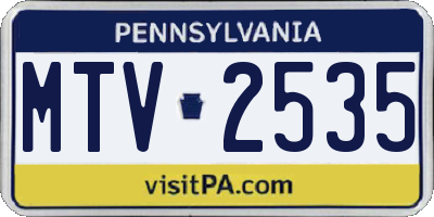 PA license plate MTV2535