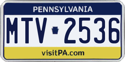 PA license plate MTV2536