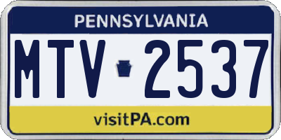 PA license plate MTV2537