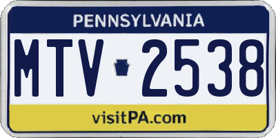PA license plate MTV2538