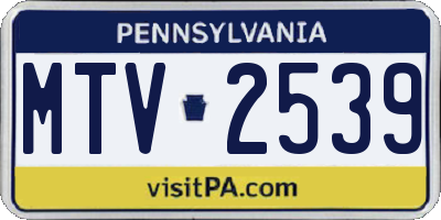 PA license plate MTV2539
