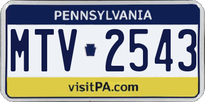 PA license plate MTV2543