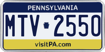 PA license plate MTV2550