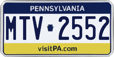 PA license plate MTV2552