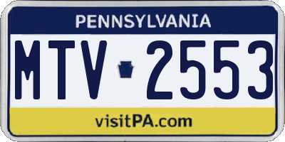PA license plate MTV2553