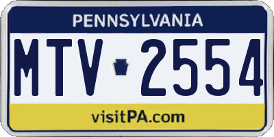 PA license plate MTV2554