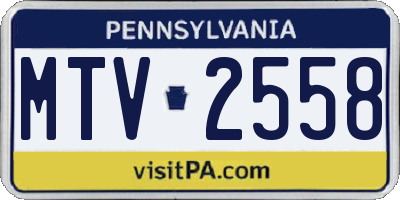 PA license plate MTV2558