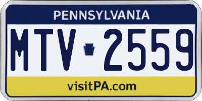 PA license plate MTV2559