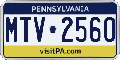PA license plate MTV2560