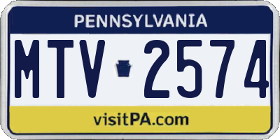 PA license plate MTV2574