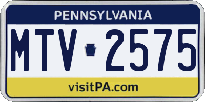 PA license plate MTV2575