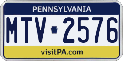 PA license plate MTV2576