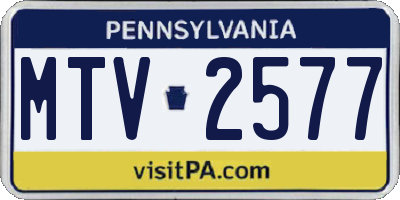 PA license plate MTV2577