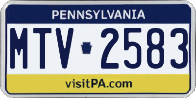 PA license plate MTV2583
