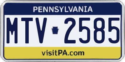 PA license plate MTV2585