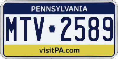 PA license plate MTV2589