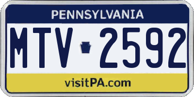 PA license plate MTV2592