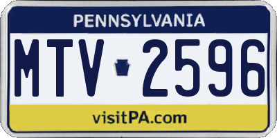 PA license plate MTV2596
