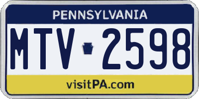 PA license plate MTV2598