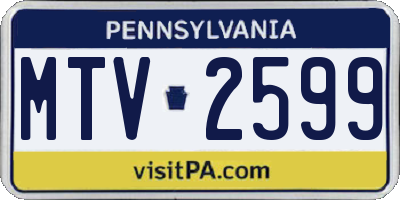 PA license plate MTV2599