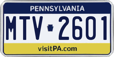 PA license plate MTV2601