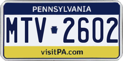 PA license plate MTV2602