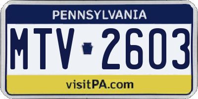 PA license plate MTV2603