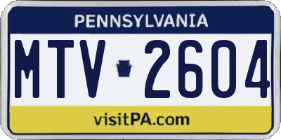 PA license plate MTV2604