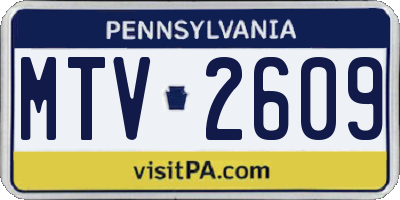 PA license plate MTV2609