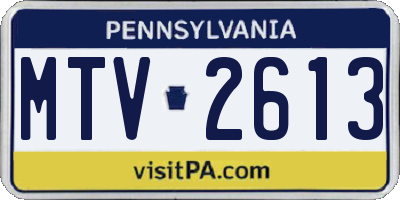 PA license plate MTV2613