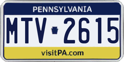 PA license plate MTV2615