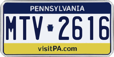PA license plate MTV2616