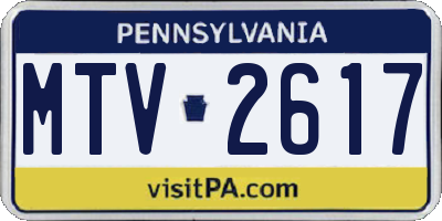 PA license plate MTV2617