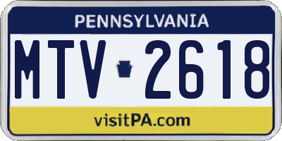 PA license plate MTV2618